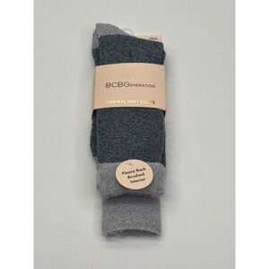 BCBGeneration Womens Thermal Heat‎ Socks Fleece Lined Navy Grey BCW605-NVY NEW